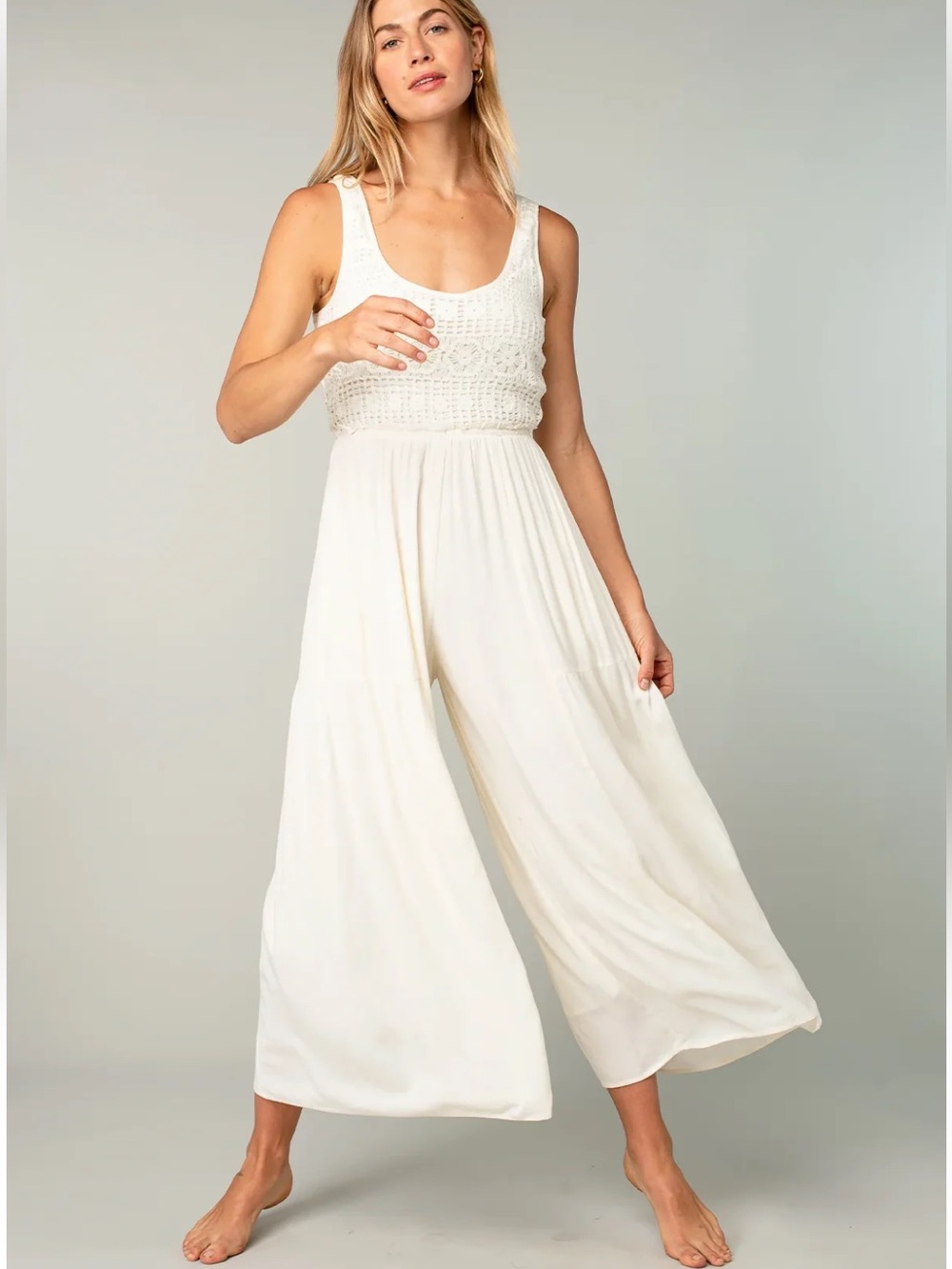 Lovestitch Margo Crotchet Ivory White Jumpsuit Size S